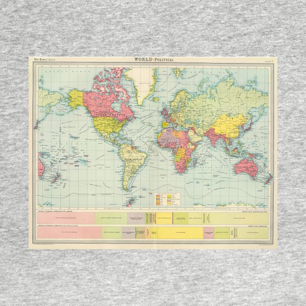 Vintage Political Map of The World (1922) by Bravuramedia
